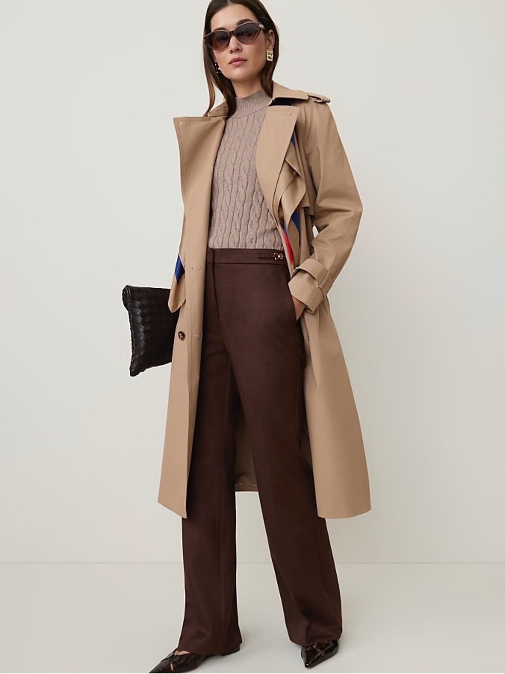 NWT Ann Taylor Long Belted Trench Coat Cashew Crunch Tan size small